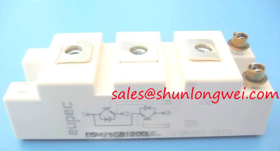 Side profile of the BSM75GB120DLC module highlighting its standard industrial housing and mounting points.