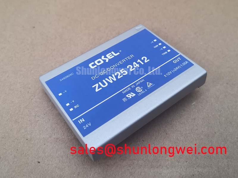 Top-down view of the ZUW252412 isolated power module showing pinout configuration.