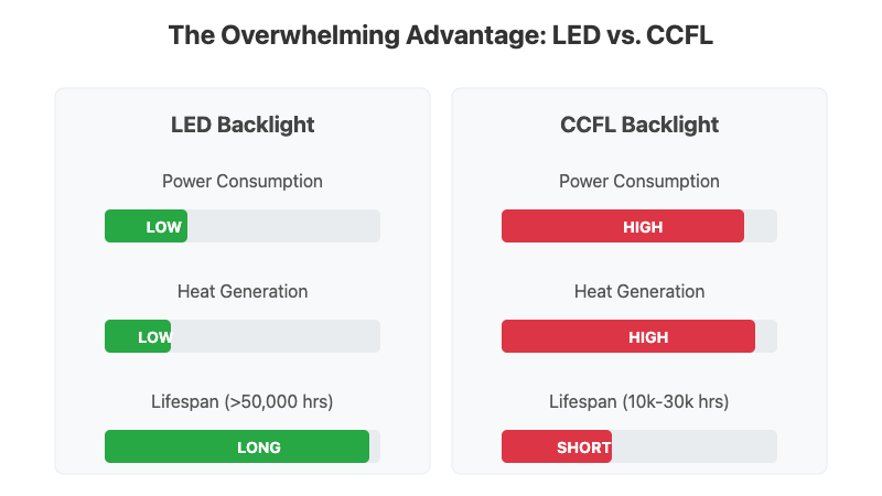 LED vs. CCFL Core Metrics Comparison Chart