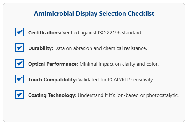 Selection Checklist for Antimicrobial Displays