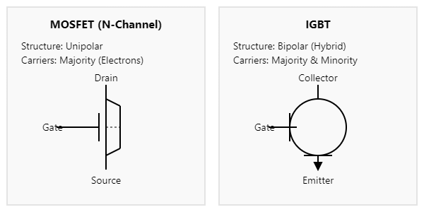 Basic Structure Comparison of MOSFET and IGBT